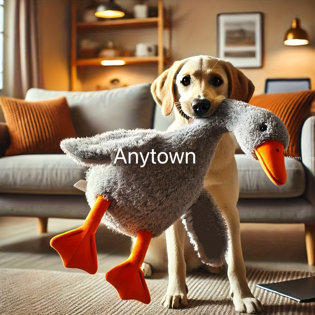 Goose Plush Pet Toy for Dogs and Cats, 19.69-Inch Soft Companion with Embroidered Eyes, Multicolored Tie-Dye, Grey or White for Gentle Play