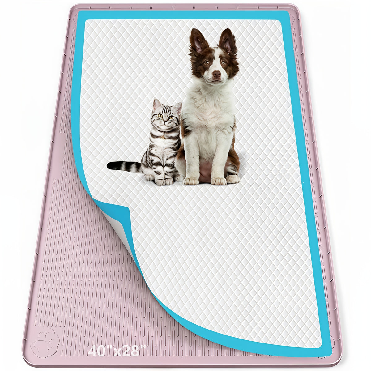 Silicone Pee Pad Holder for Dogs, Bartuke Washable Raised-Edge Training Pad Tray with Non-Slip Surface for Indoor Potty Routines, Pads Not Included