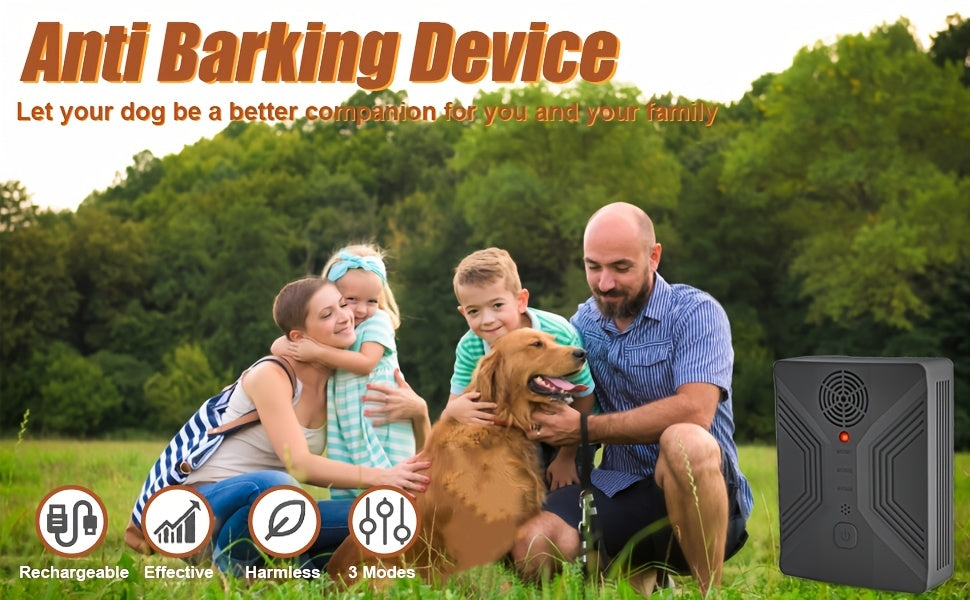 Bark Activated Dog Deterrent with 3 Ultrasonic Modes, USB Rechargeable 1500mAh Bark Control Device with Listed 50ft Range in Ivory White or Dark Gray