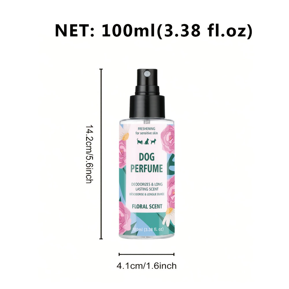 Rose Scent Dog Perfume with Black Pump Dispenser, Floral Pet Fragrance for Grooming Routines, Everyday Freshening and Special Occasions