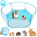 Pop Up Small Animal Playpen with Open Top Mesh Sides and Waterproof Bottom, Blue Foldable Exercise Pen for Supervised Hamster and Guinea Pig Play