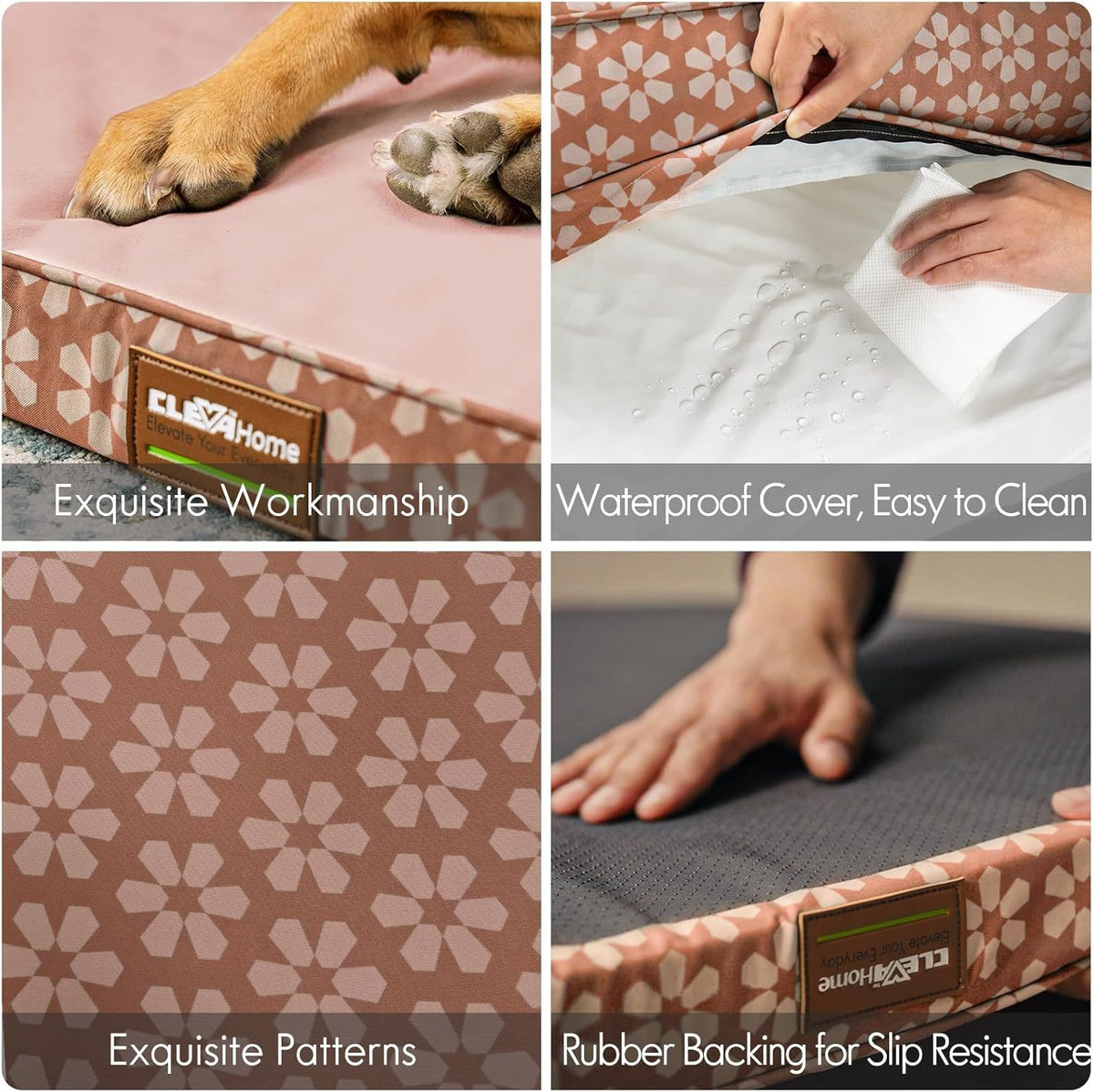 Dog Bed with Removable Bolsters, Egg Crate Foam Pet Sofa with Machine Washable Cover and Non-Slip Bottom, M L XL Sizes in Three Color Options