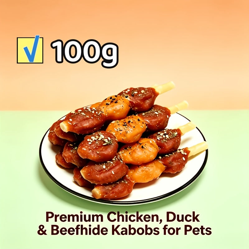 Rawhide Dog Treat Sticks with Chicken and Duck Options, Meat-Wrapped Cowhide Chews for Supervised Chewing, Everyday Rewards and Dog Gift Baskets
