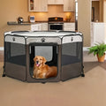 Oxford Cloth Pet Playpen for Dogs and Cats, Foldable Octagonal Travel Enclosure for Supervised Indoor Outdoor Use, Coffee or Grey in S M L