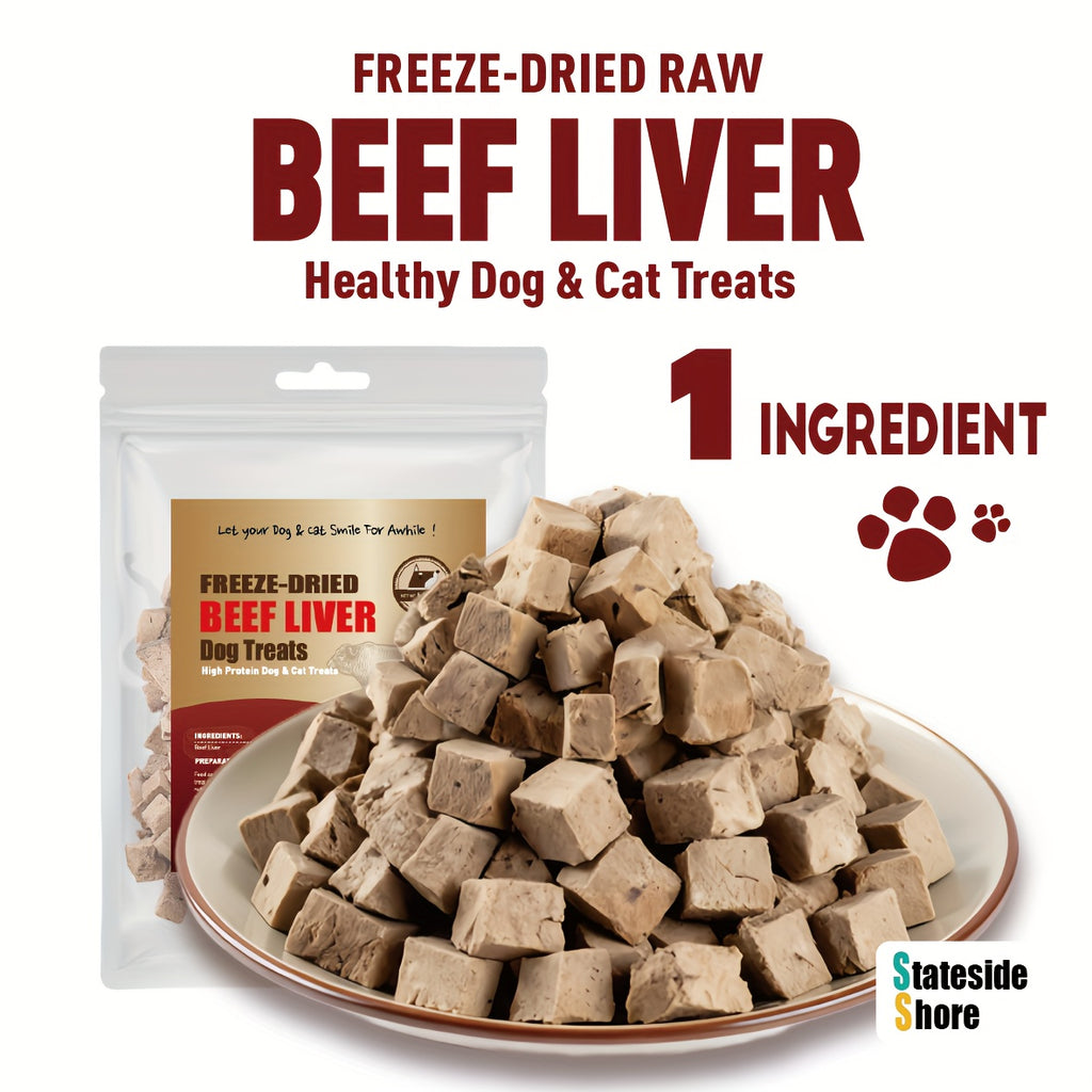 Freeze-Dried Beef Liver Dog Treats, Single-Ingredient Grain-Free Training Rewards and Gluten-Free Snacks in 50g, 150g or 300g Pack Options