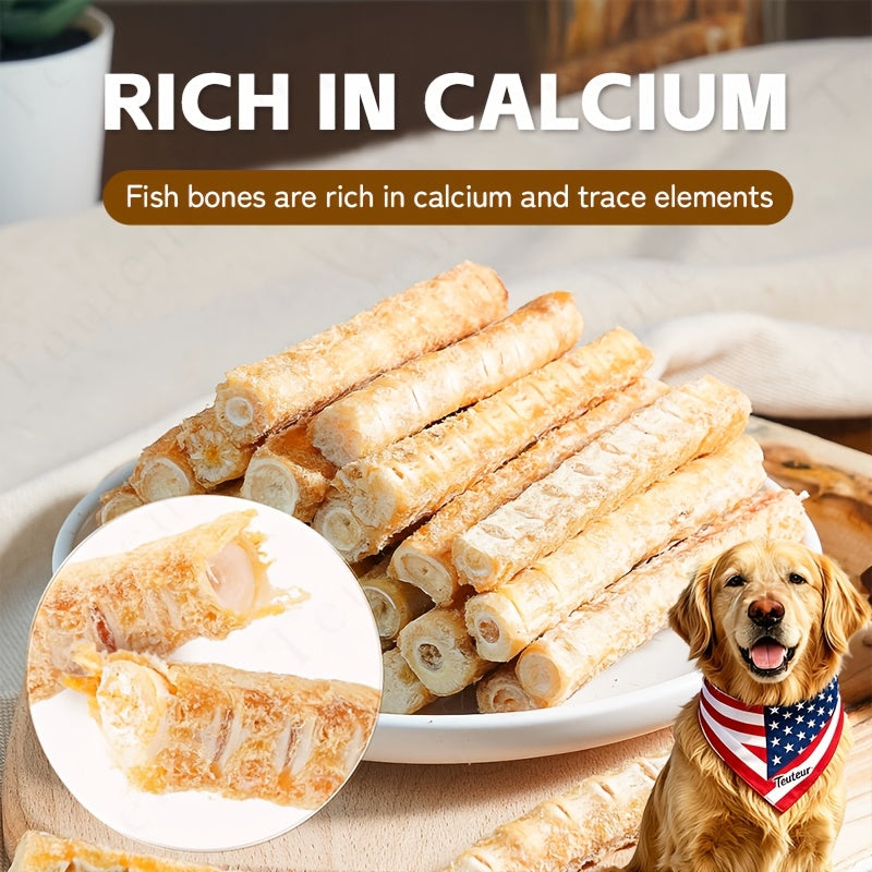 Salmon Bone Dog Treats, 80g Freeze-Dried Crunchy Fish Snacks for Small and Medium Dogs, Supervised Reward Treats for Everyday Treat Time