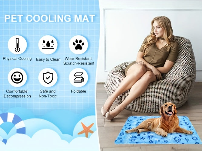 Gel Cooling Mat for Dogs and Cats, Water-Activated Reusable Pet Resting Pad in Two Sizes and Four Patterns for Indoor and Outdoor Summer Lounging