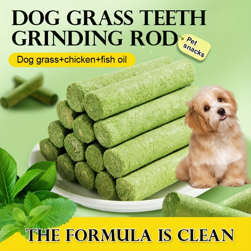 Dog Grass Treat Sticks 15 Pack, Freeze-Dried Green Chew Snacks for Supervised Reward Time, Everyday Canine Treat Routines and Holiday Gift Baskets