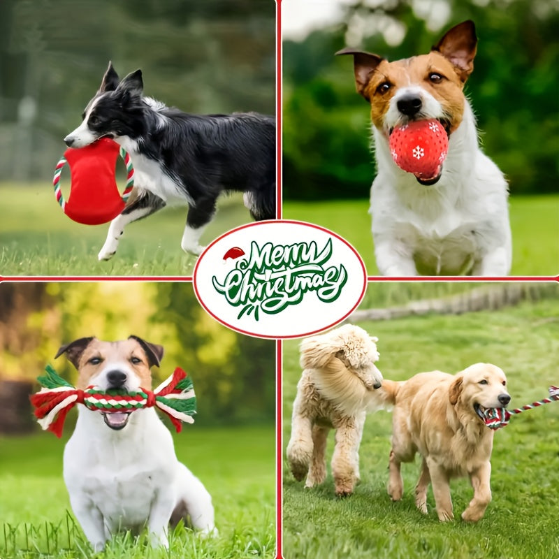 Christmas Dog Toy Assortment, Random 3, 5, 8 or 12 Piece Puppy Chew and Squeaky Toy Mix for Small to Medium Dogs, Holiday Gifts and Supervised Play