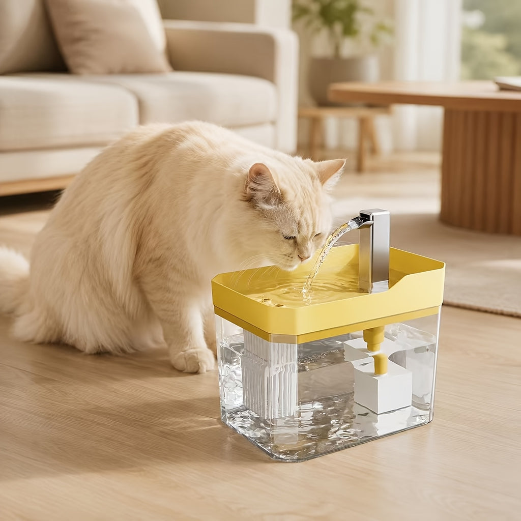 Cat Water Fountain with Faucet-Style Spout, Quiet USB Powered Filtered Pet Drinking Dispenser with Visible Water Tank for Cats and Dogs