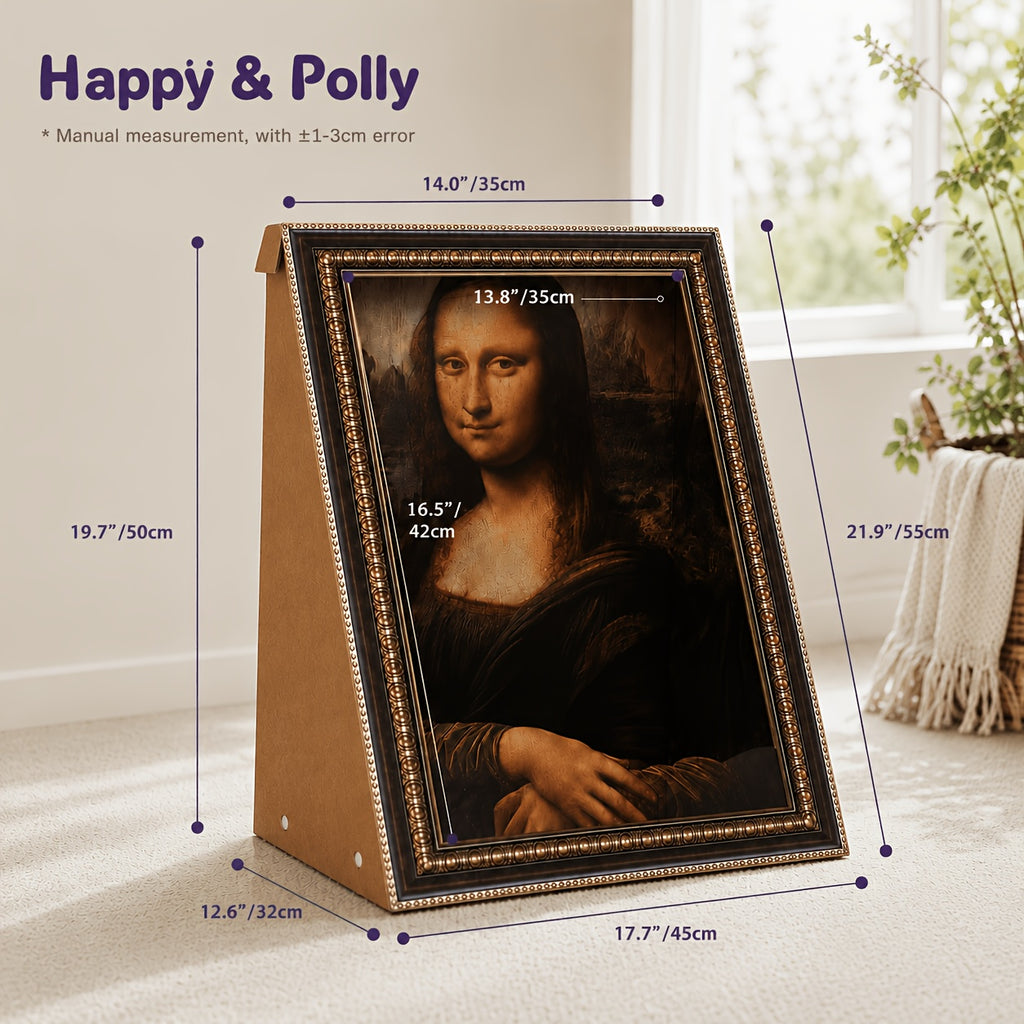 Cat Scratcher Board with Oil Painting Art, 21-Inch Corrugated Cardboard Scratching Pad for Indoor Cats, Decorative No-Assembly Claw Care