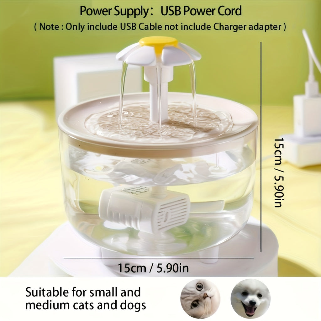 Cat Water Fountain 50.72 oz with USB Powered Quiet Pump, BPA-Free Easy-Clean Pet Drinking Dispenser with Feeder or Pump Set Options