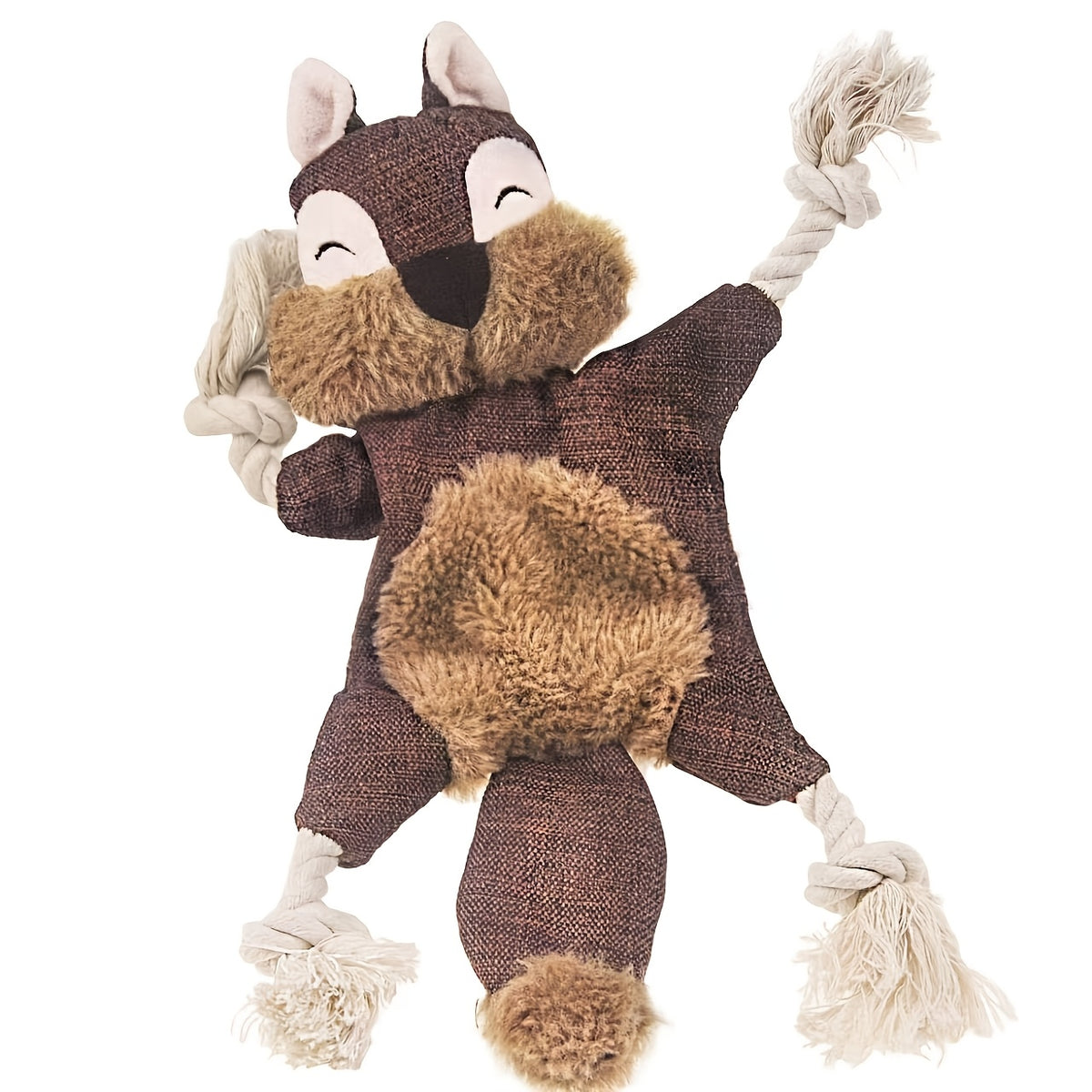 Squeaky Crinkle Dog Toys, No-Stuffing Plush Animal Toys in Brown Squirrel Single or 5-Pack Options for Supervised Puppy Fetch and Indoor Play