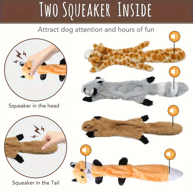 Long Animal Squeaky Dog Toys with Plush Texture, Interactive Chew and Gentle Play Companions for Supervised Puppy Games and Everyday Toy Rotation