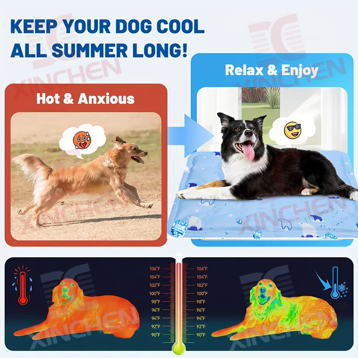 Dog Gel Cooling Pad for Summer, Extra Large Self-Cooling Pet Mat for Indoor Floors, Outdoor Resting Spots, Crates and Car Seats