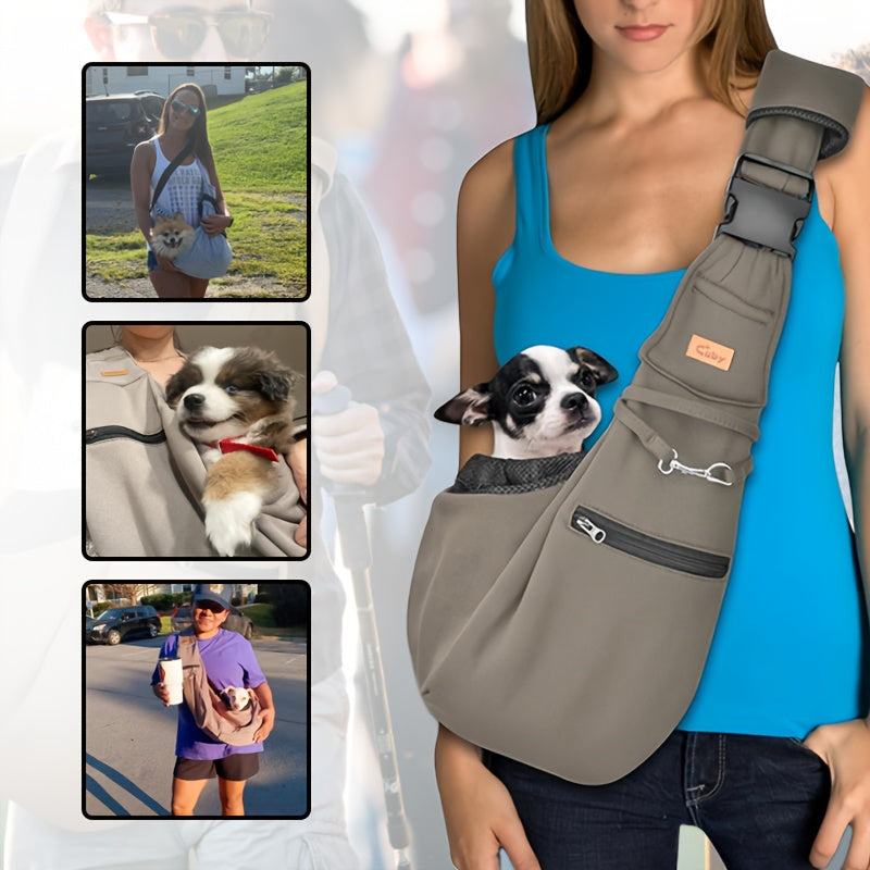 Pet Sling Carrier with Padded Hard Bottom, Adjustable Dog and Cat Shoulder Bag for Carrying Puppies on Everyday Outings, Five Color Options