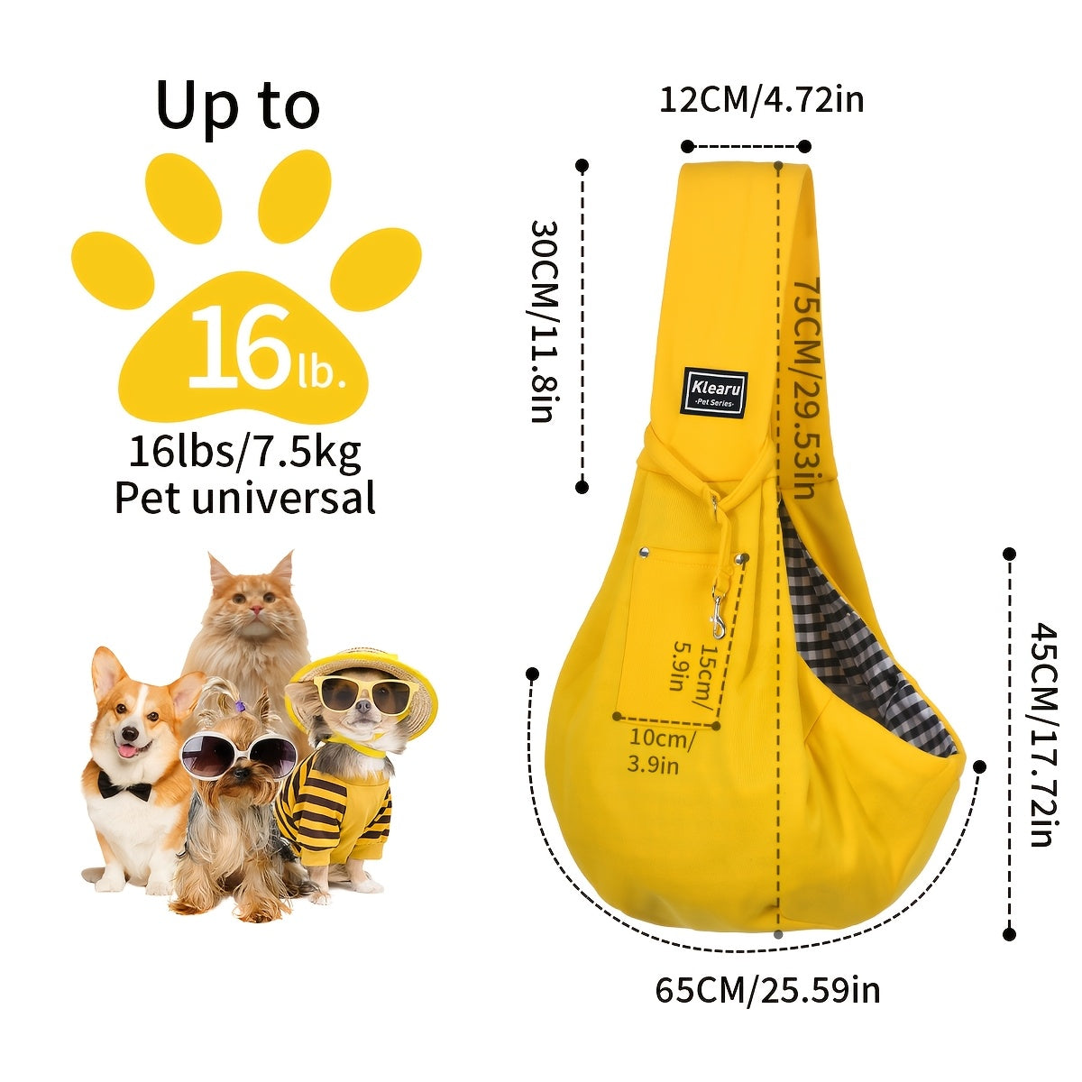 Crossbody Pet Carrier Sling for Dogs and Cats, Lightweight Breathable Foldable Travel Bag with 15 Poop Bags and Dispenser for Everyday Outings