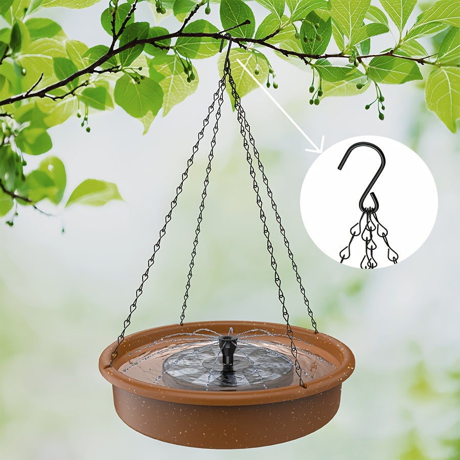 Hanging Solar Bird Bath Fountain with 30 cm Basin, Solar Water Pump and Spray Nozzles for Outdoor Garden, Patio and Backyard Decor
