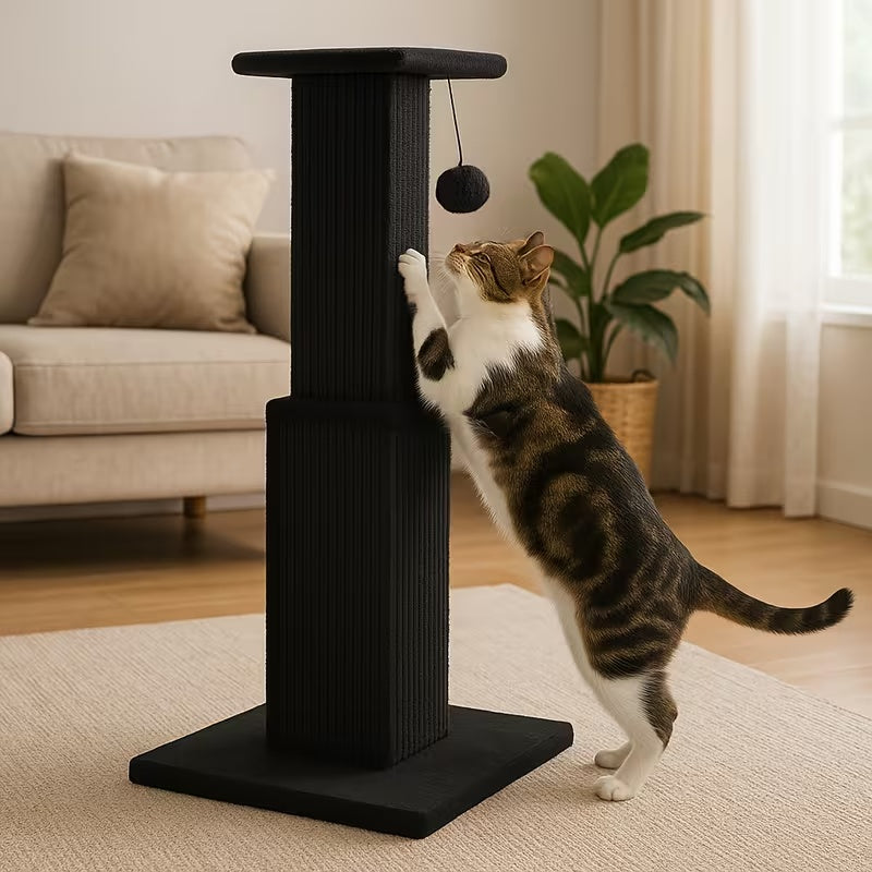Cat Scratching Post with Hanging Ball, Sisal-Wrapped Multi-Tier Indoor Cat Tower for Scratching, Climbing and Everyday Play in Multiple Colors