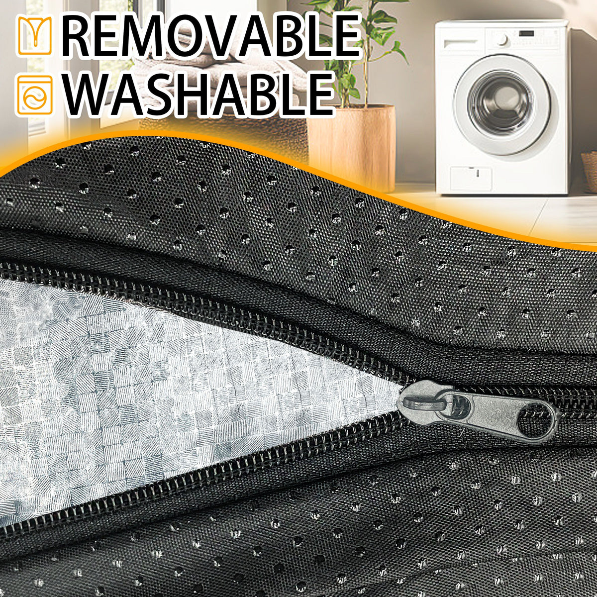 Heat-Retaining Pet Mat for Cats and Dogs, Removable Washable Non-Slip Resting Pad for Indoor Outdoor Use, Dark Gray in Small or Large