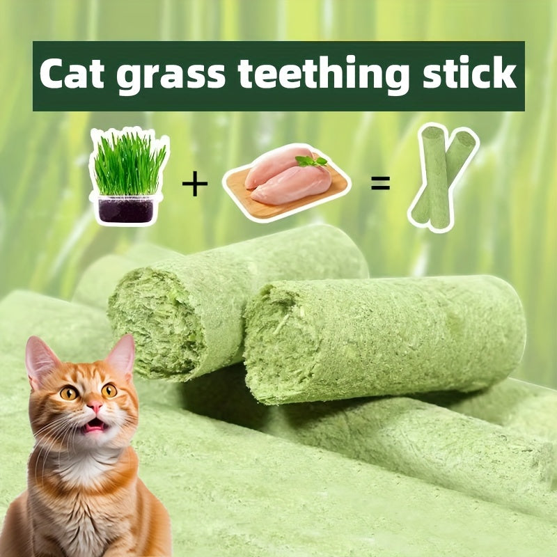 Freeze-Dried Cat Grass Sticks, 15-Piece Cat Treat Pack for Supervised Snack Time, Cat Grass Treats for Cat Owners and Pet Gift Baskets