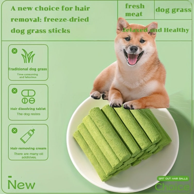Freeze-Dried Dog Grass Chew Sticks, 15 Count Canine Treat Pack for Supervised Snack Time, Everyday Rewards and Dog Lover Gift Baskets