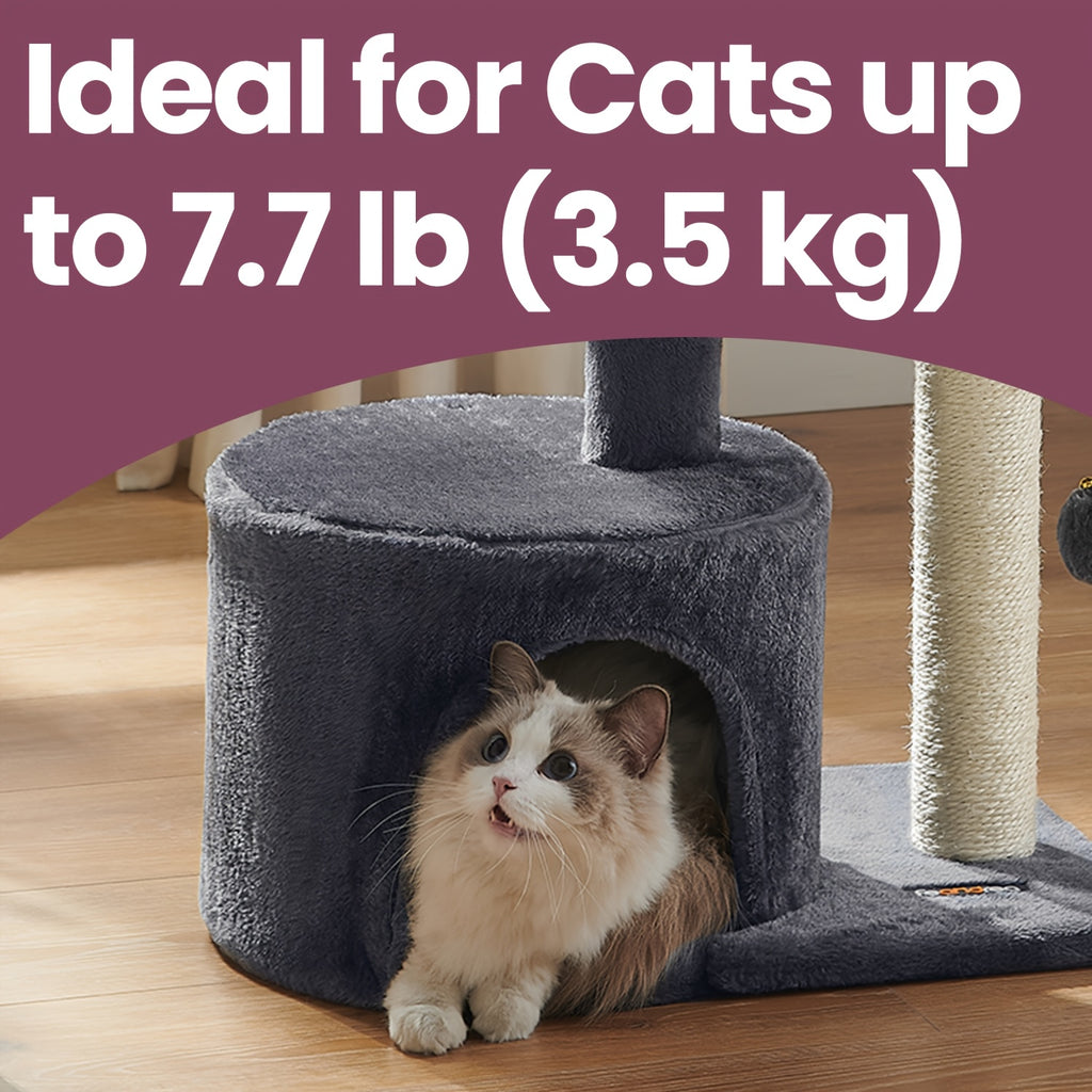 Cat Tree with Soft Padded Perch and Plush Condo, Multi-Level Indoor Cat Tower with Sisal Scratching Posts for Kittens and Cats, Four Colors