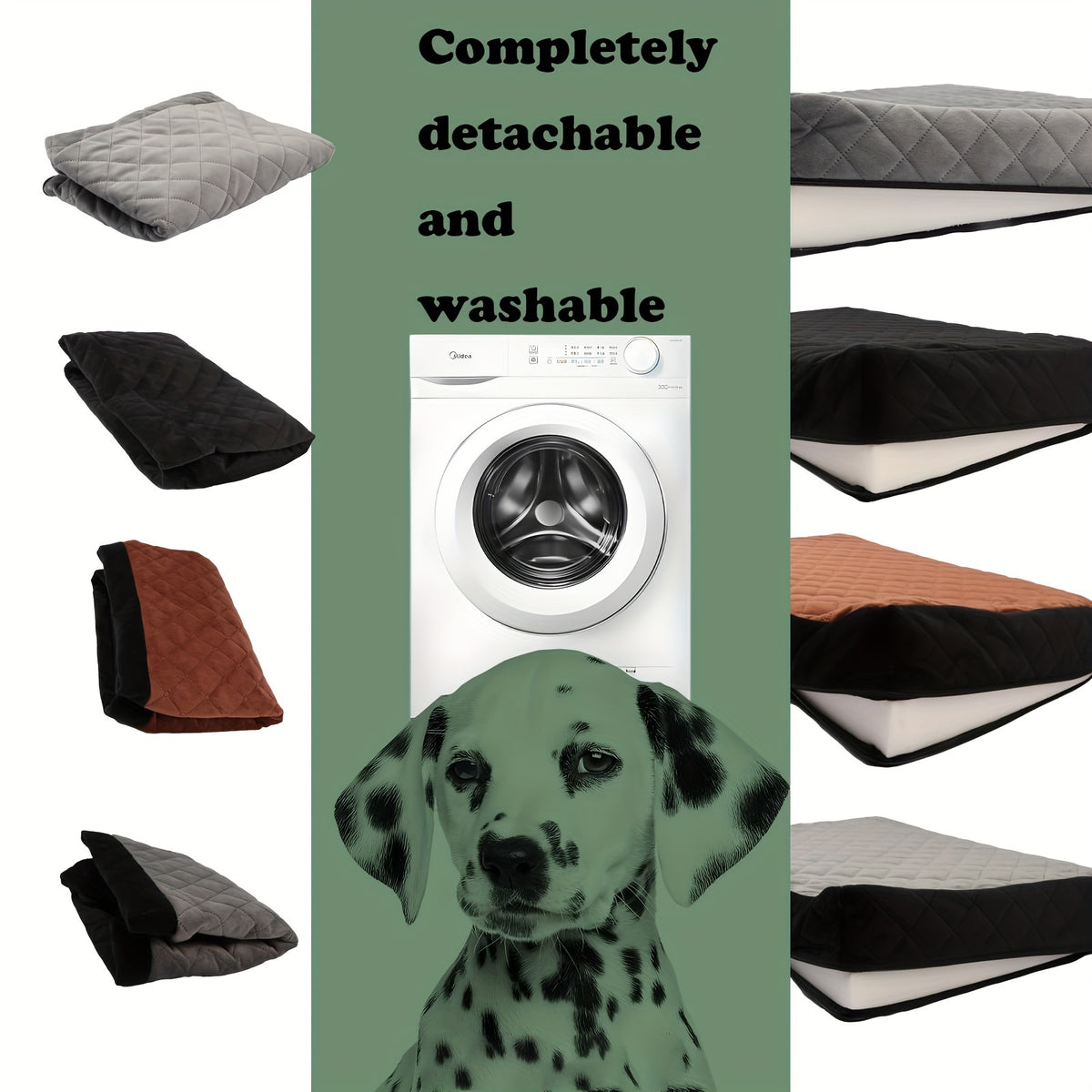 Memory Foam Dog Car Seat with 26 x 15 Inch Interior, Washable Travel Bed with Non-Slip Bottom, Headrest Strap and Tether for Medium Dogs