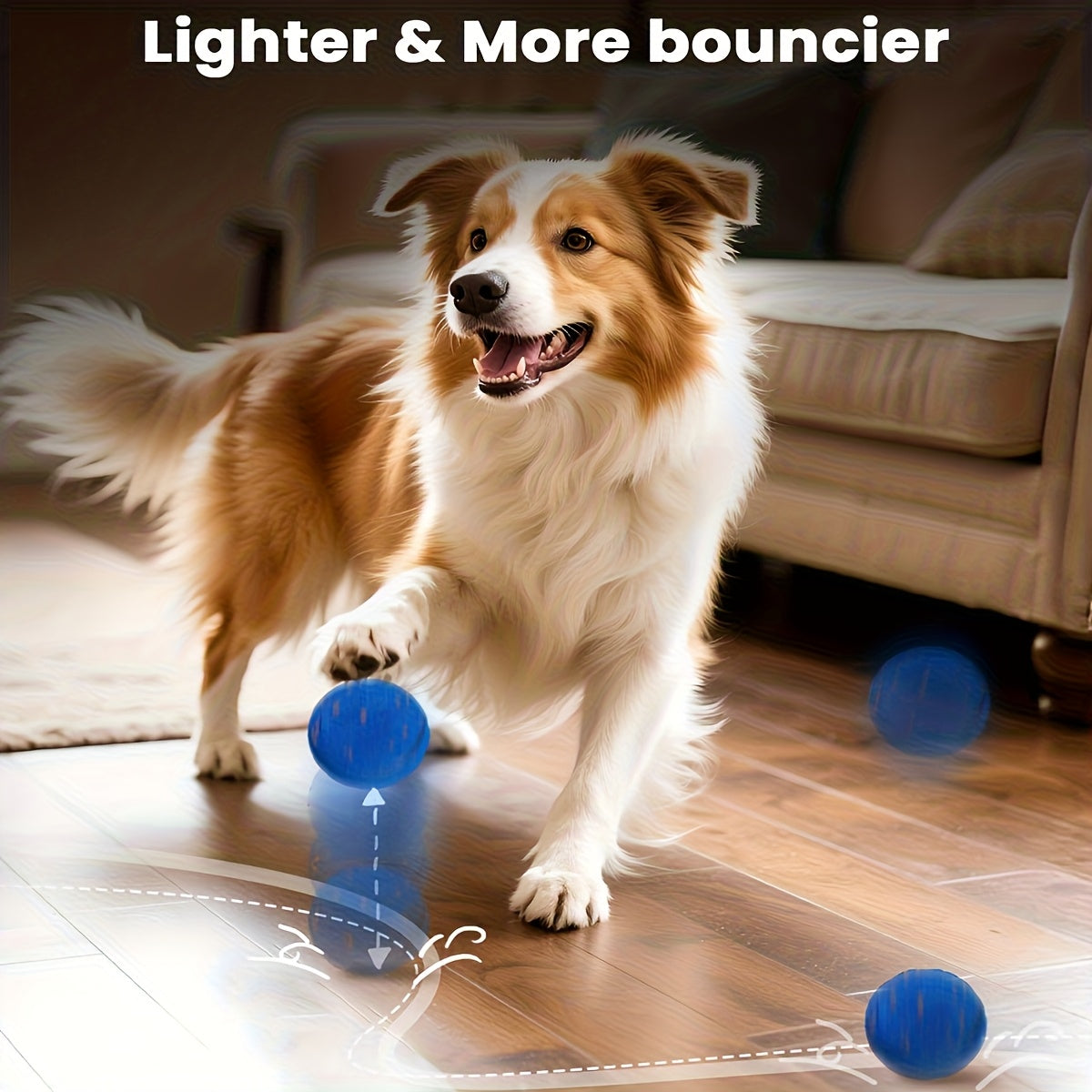 Automatic Moving Dog Ball, 3.2-Inch E-TPU Motion Activated Rolling and Bouncing Toy for Medium and Large Dogs, Blue or Orange Chase Play