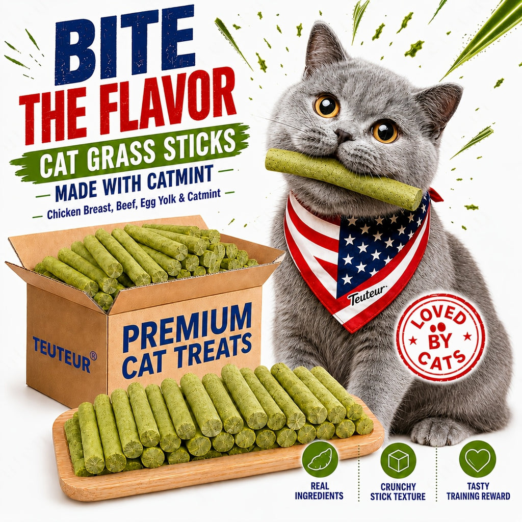 Crunchy Cat Treat Sticks with Chicken and Cat Grass, 2.93 oz Freeze-Dried Cat Snacks for Indoor Cats, Training Rewards and Food Topping