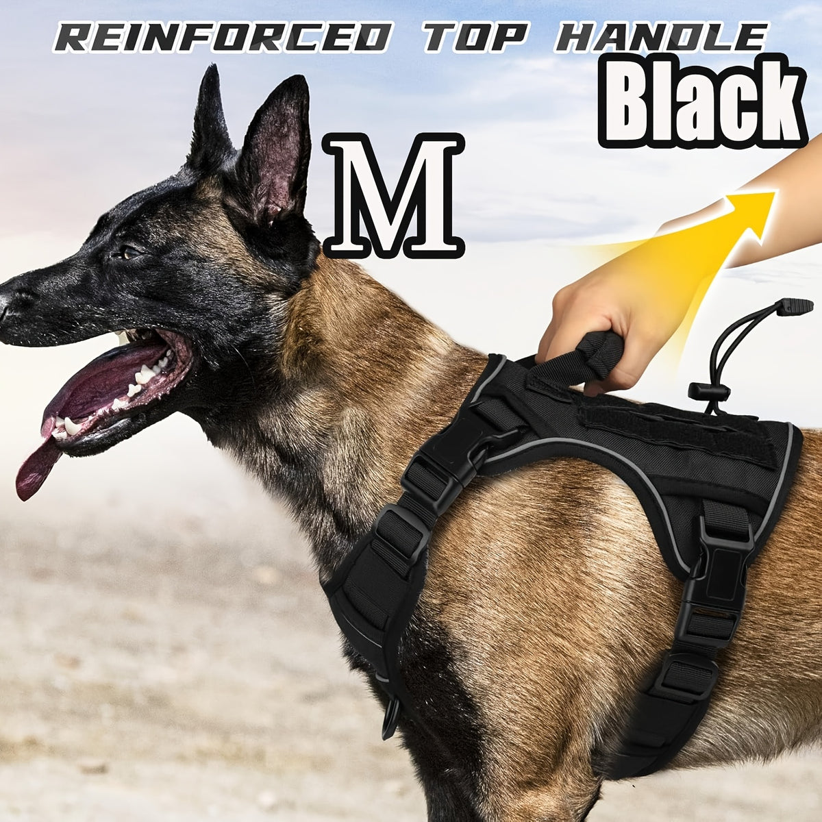 Tactical Dog Harness with Reinforced Top Handle, Adjustable Reflective Pet Vest for Daily Walks and Outdoor Training, S to XL Sizes