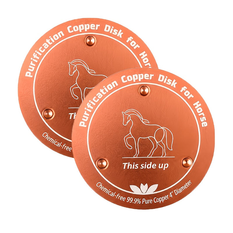 Horse Water Trough Copper Discs, 2-Pack 4-Inch Horse Pattern Inserts with Three-Point Support, Reusable Accessories for Compatible Drinking Containers