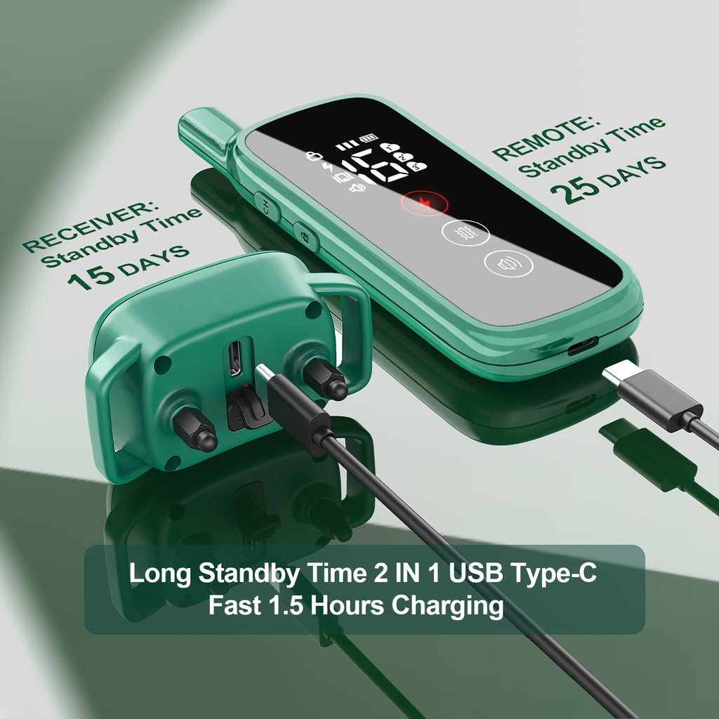 Multi-Dog Training Collar with Remote, Green Electronic Collar with 3 Training Modes and Icons for Medium and Large Dogs, 2 or 3 Dog Options