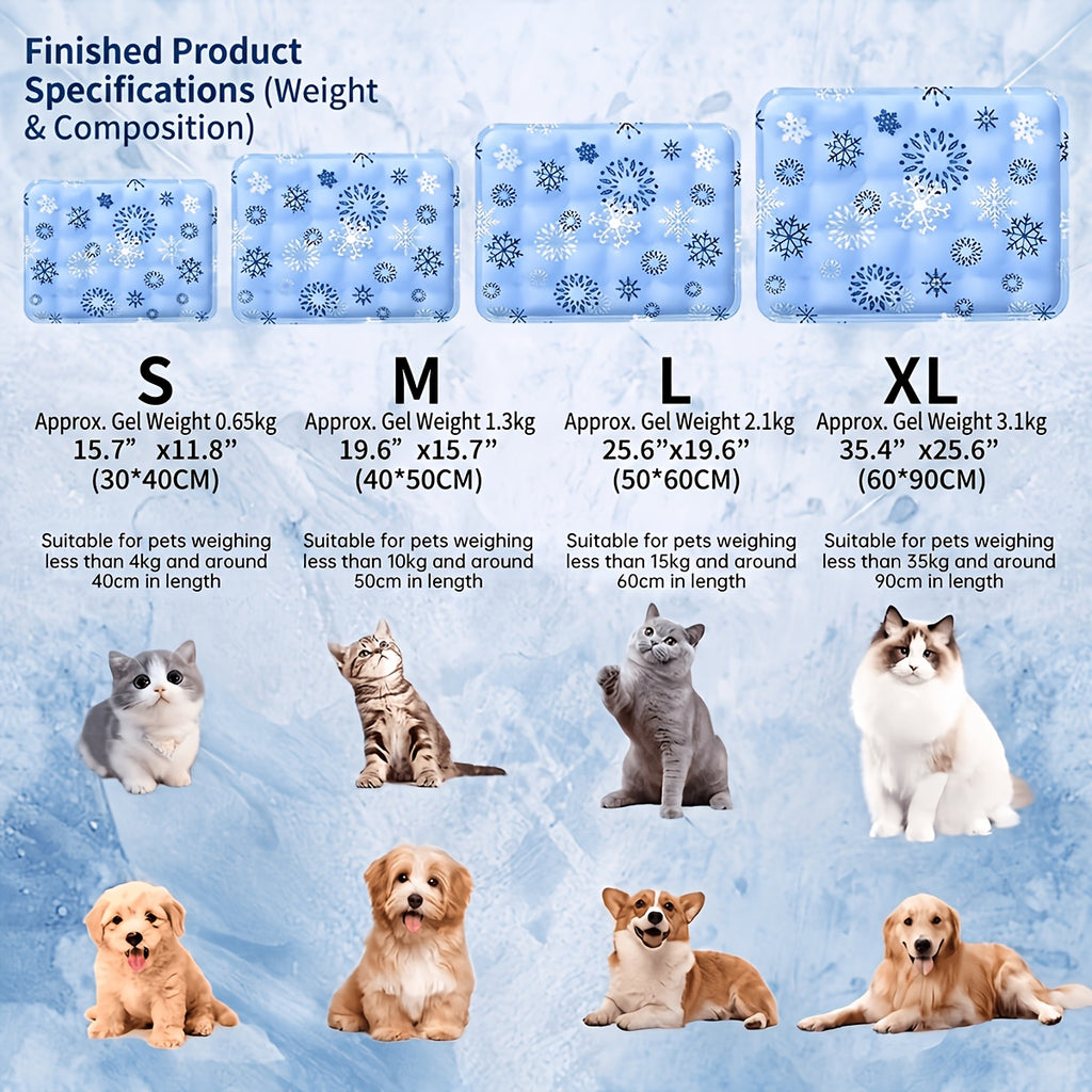 Gel Cooling Mat for Dogs and Cats, Water-Activated Reusable Pet Resting Pad in Two Sizes and Four Patterns for Indoor and Outdoor Summer Lounging