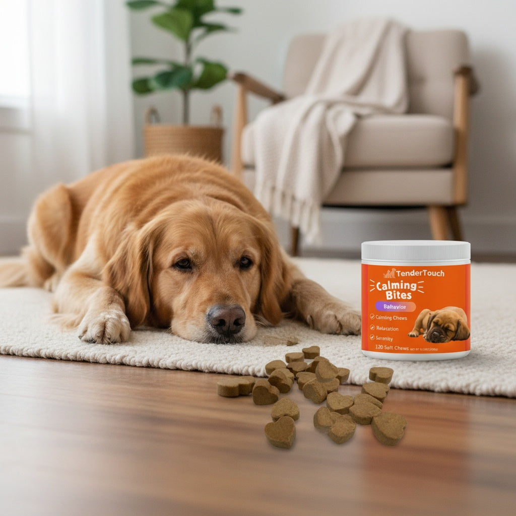 Dog Calming Chews by TenderTouch, 120-Count Canine Supplement in Chewable Format for Owner-Managed Relaxation and Wellness Routines