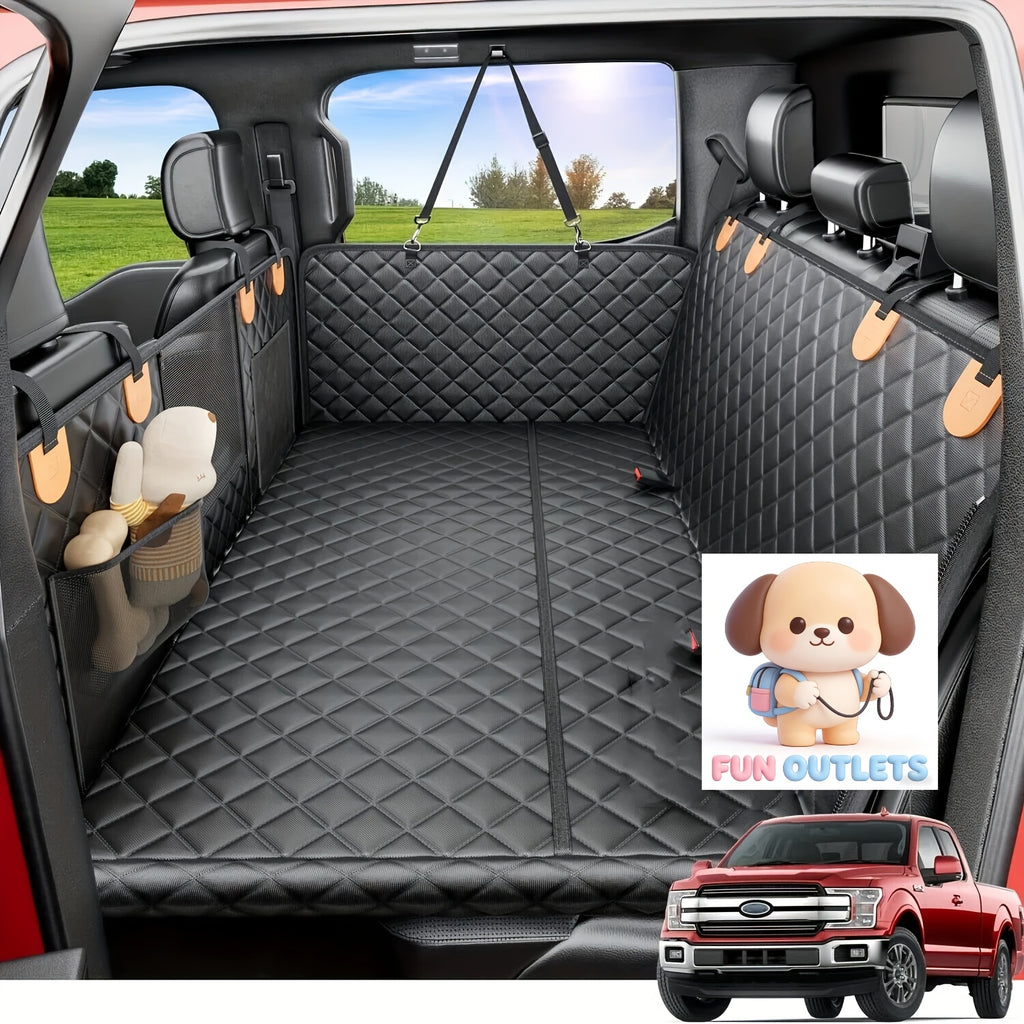 Dog Backseat Expander with Hard Bottom, Rear Seat Cover and Pet Hammock Extension for Compatible Cars, SUVs and Trucks, Single-Unit Travel Setup