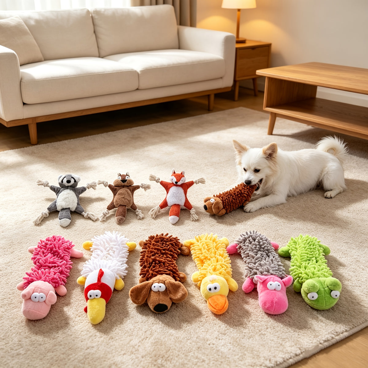 Squeaky Dog Toys 9 Pack, Stuffless Plush Set with Crinkle Sounds for Supervised Interactive Puppy Play, Toy Rotation and Dog Birthday Gifts