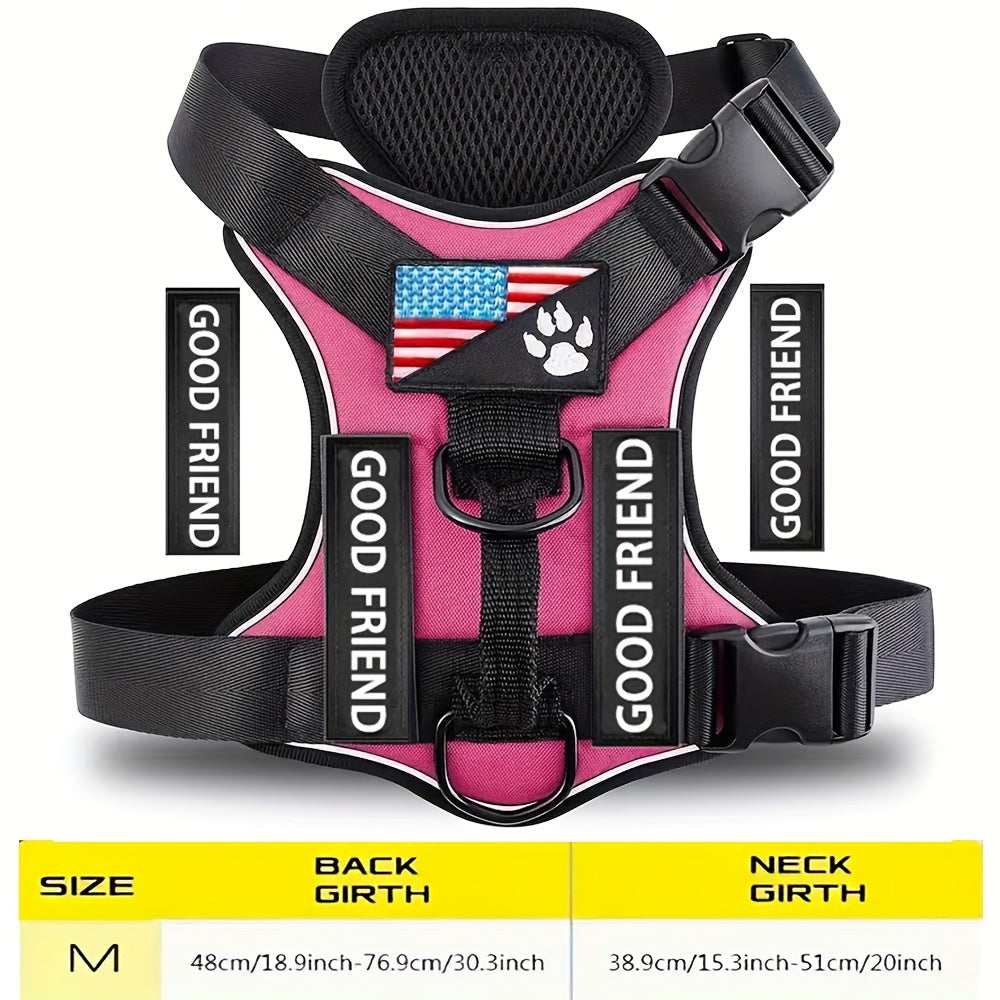 Service Dog Harness with 5 Removable Patches, Reflective Adjustable Soft Oxford Dog Vest with Inner Mesh Layer and ID System for Small Medium Large Dogs, Public Access and Mobility Aid Vest for Walking