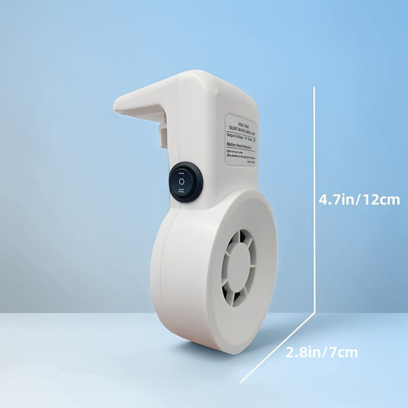 Aquarium Cooling Fan with External Hanging Design, White 3W USB Powered Fish Tank Cooler for Home Aquarium Care, No Batteries Required, 1 Piece