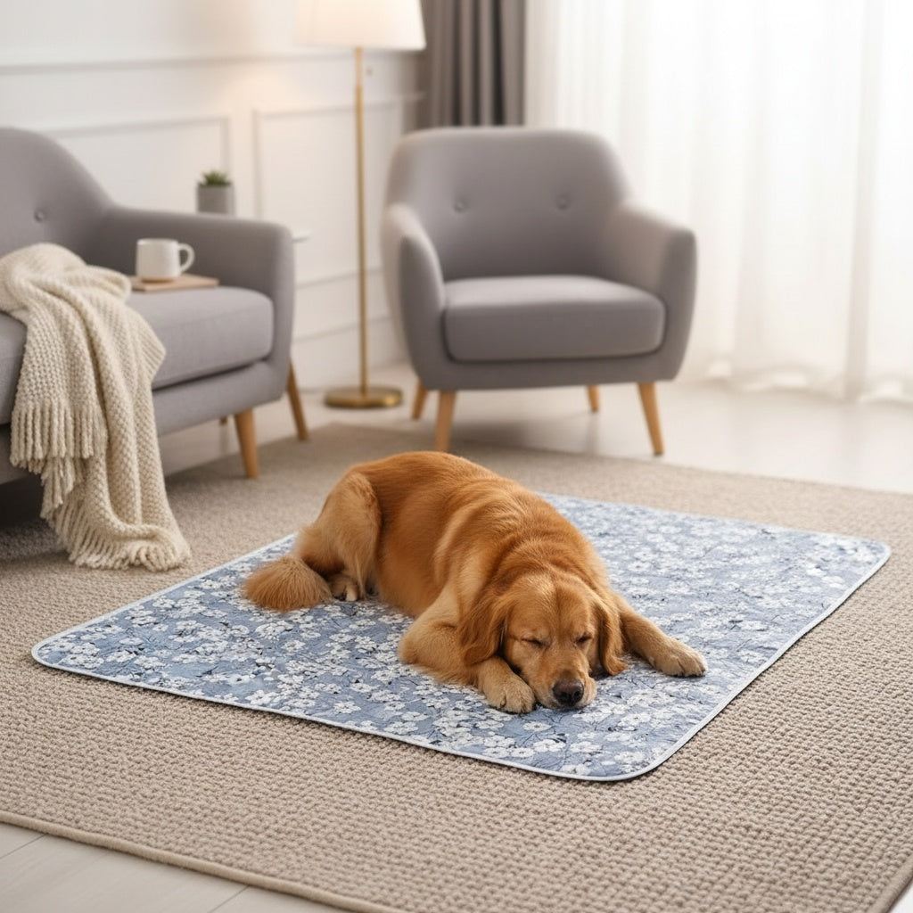 Reusable Pet Pee Pad with Orchid Pattern, Dog and Cat Potty Training Mat in Four Sizes for Everyday Indoor Pet Care and Holiday Gifts
