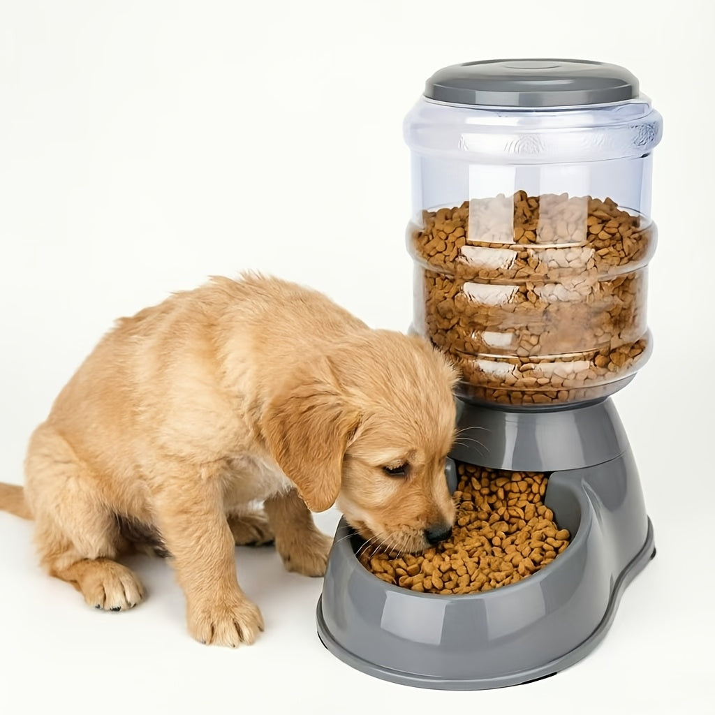 Gravity Pet Dispenser for Food or Water, Battery-Free Feeder or 1 Gallon Waterer with Clear Reservoir for Cats and Small to Medium Dogs, Three Colors