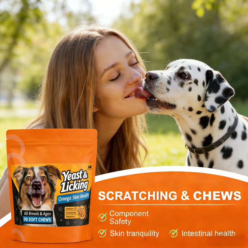 Dog Skin and Coat Chews with Omega 3 and Virgin Coconut Oil, Chicken Flavor Chewable Supplement for Everyday Canine Grooming Care