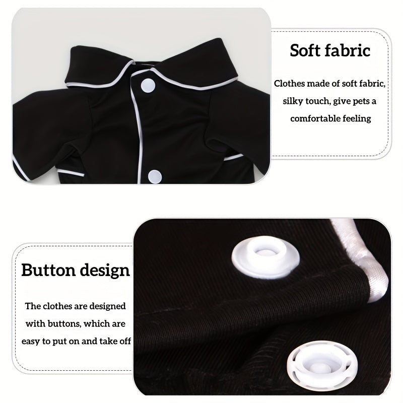 Dog Pajamas for Small Breeds, Soft Stretchable Breathable Pet Sleepwear in Black or Cute White Bear, XS to XL for Cozy Indoor Lounging