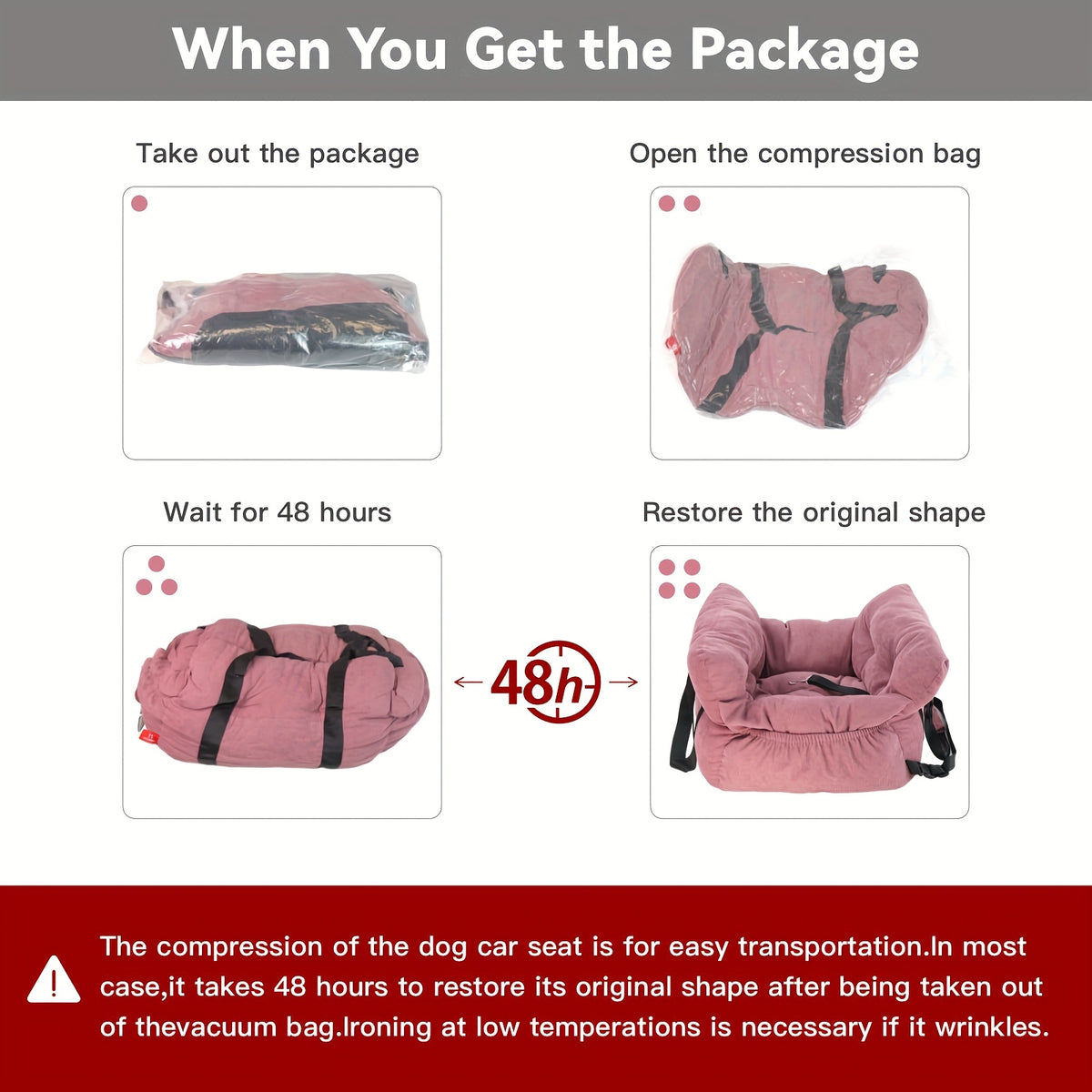 Dog Car Seat Carrier with Handheld and Shoulder Carry Options, Travel Booster Bag for Dogs and Cats with Listed Harness, Seven Color and Style Choices