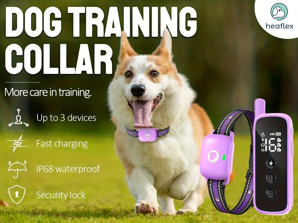 Dog Training Collar with Keypad Lock, 2600ft Listed Remote Range, Rechargeable Beep, Vibration and Static Modes, Orange or Purple Options for 1 to 3 Dogs