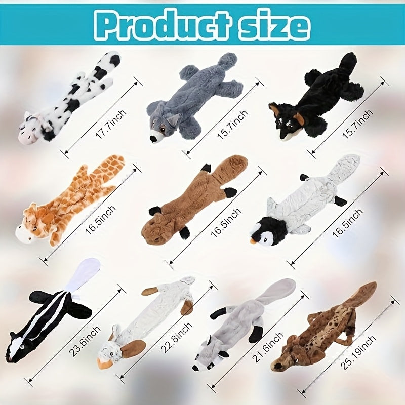 Stuffless Dog Toys 10 Pack with Crinkle and Squeaky Sounds, Random Animal Plush Assortment for Supervised Puppy Play, Gentle Fetch and Toy Rotation