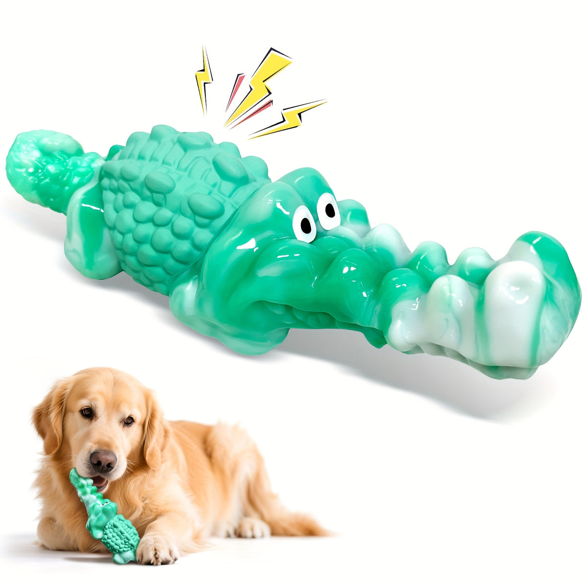 Dog Chew Toys for Large Dogs with Flame Bone or Light Green Crocodile Style Options, Supervised Chewing and Everyday Interactive Pet Play