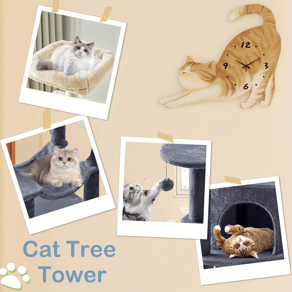 Cat Tree 44 Inch with Extended Platform, Indoor Cat Tower with Condo Hideaway, Hammock and Natural Sisal Scratching Posts in Five Colors
