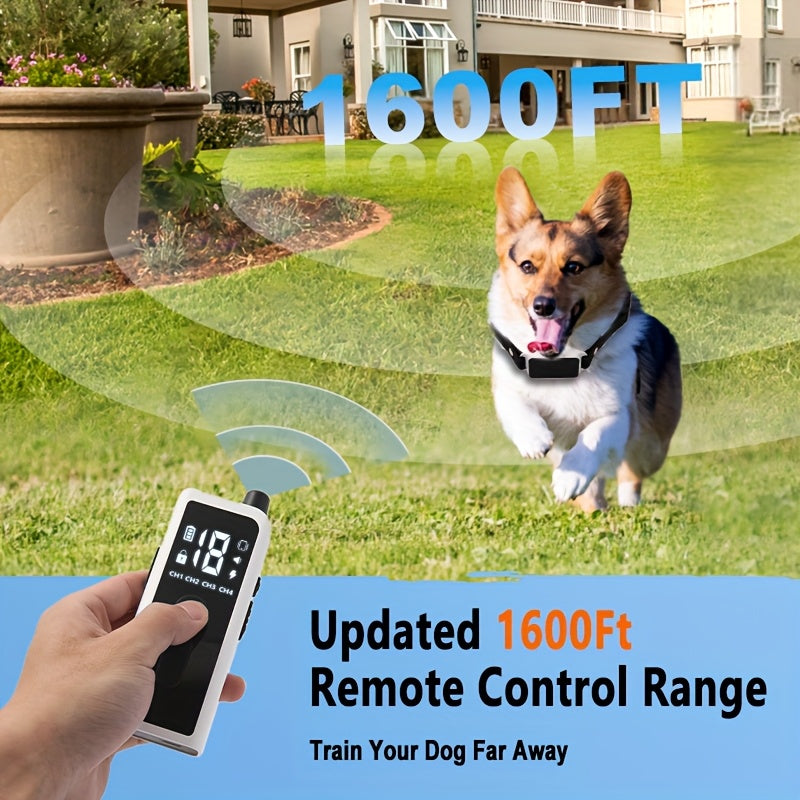 Electronic Dog Training Collar with Remote, Adjustable Nylon Strap, Beep, Vibration, Static Stimulation and Finder Light, Black or White Options