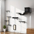 Cat Wall Climbing Shelves with Condo, 6-Piece Wall-Mounted Furniture Set with Scratching Post, Bridge Ladder and Board for Small and Medium Indoor Cats